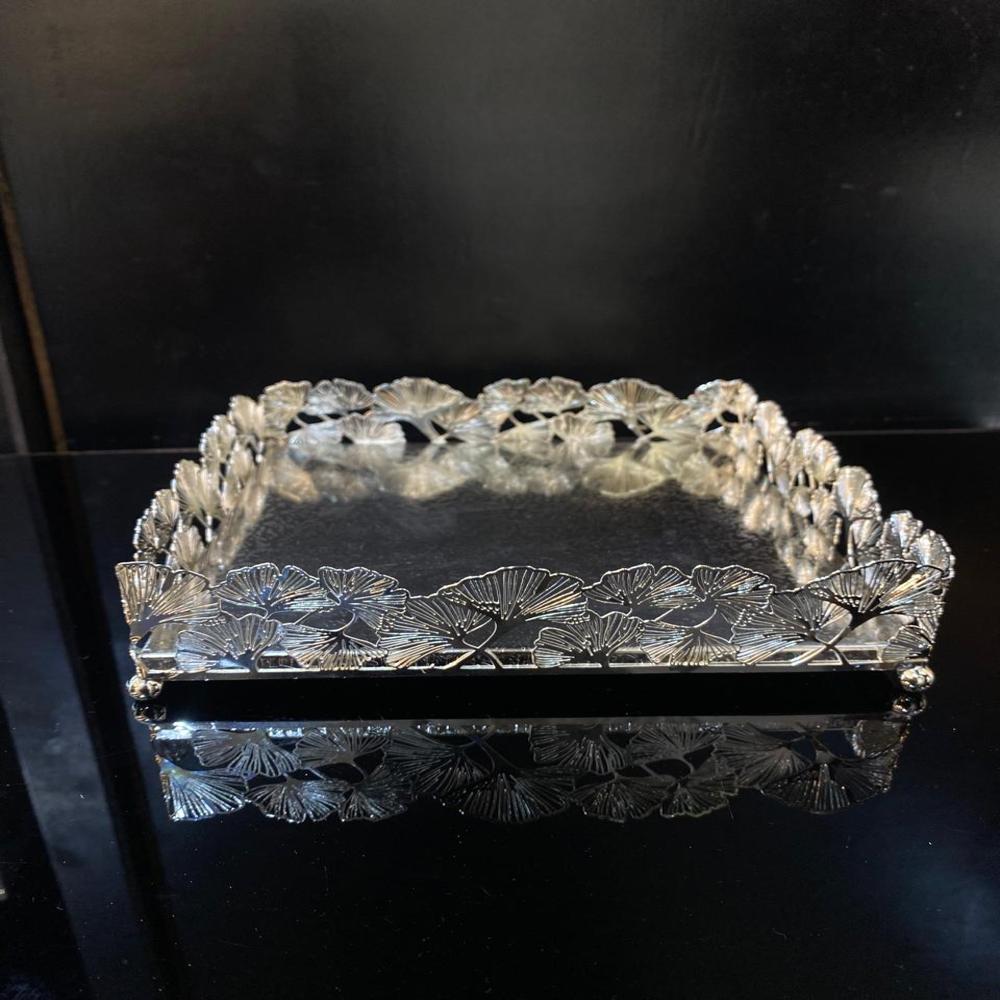 Silver Plated Tray - Brass Or Stainless Steel, Standard Size, Silver Color | Elegant Smooth Finish With Intricate Etching Designs