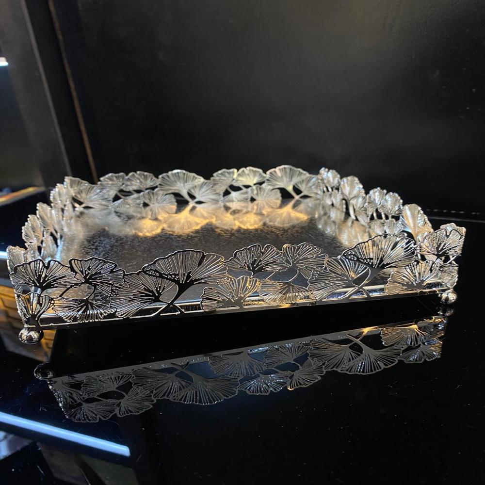 Silver Plated Tray - Brass Or Stainless Steel, Standard Size, Silver Color | Elegant Smooth Finish With Intricate Etching Designs