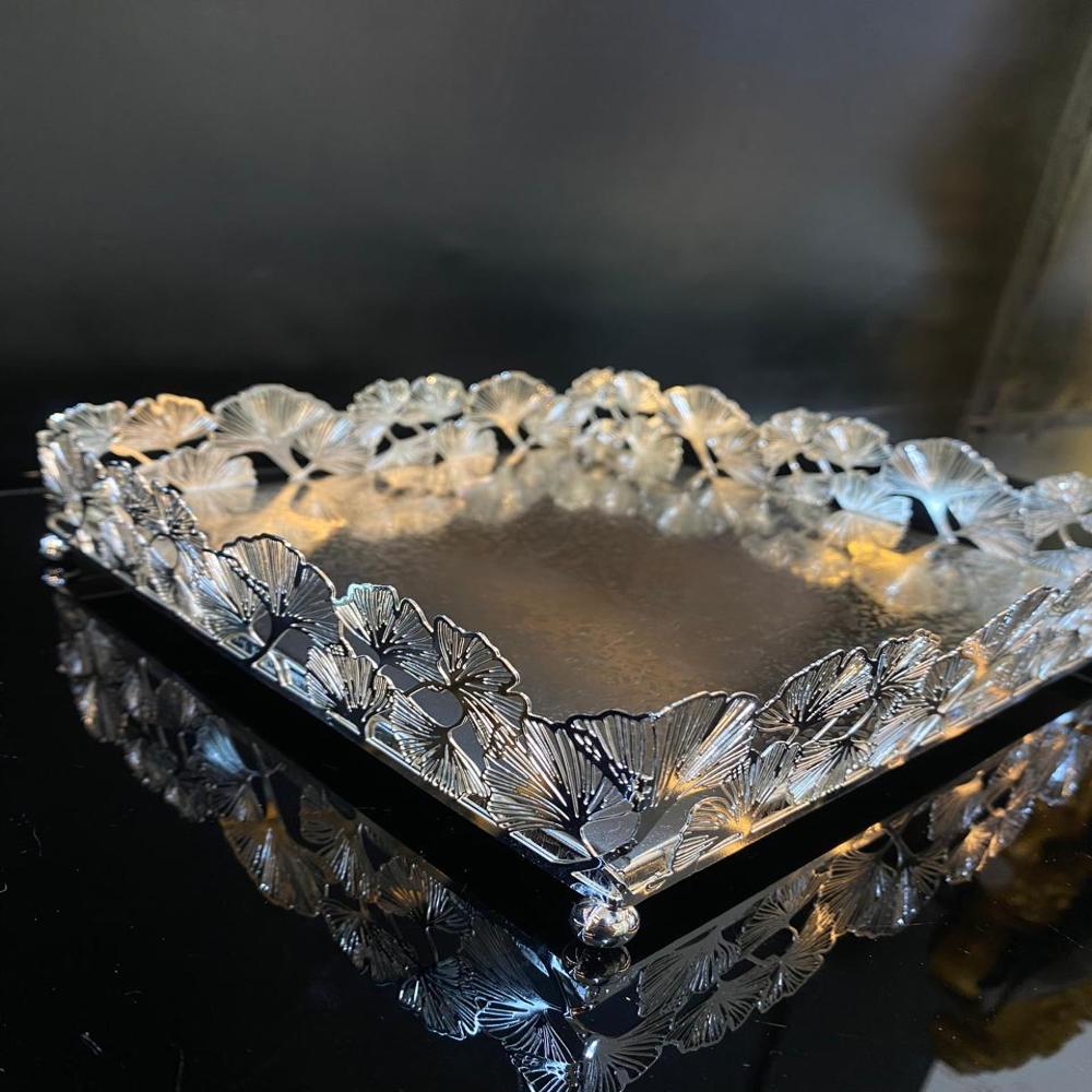 Silver Plated Tray - Brass Or Stainless Steel, Standard Size, Silver Color | Elegant Smooth Finish With Intricate Etching Designs