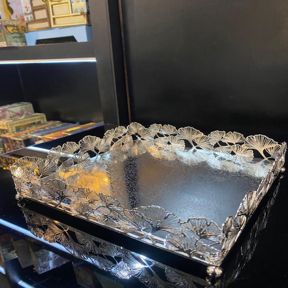 Silver Plated Tray - Brass Or Stainless Steel, Standard Size, Silver Color | Elegant Smooth Finish With Intricate Etching Designs