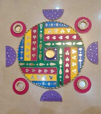 Handcrafted Decorative Rangoli Diya Set - Regional Style: Indian