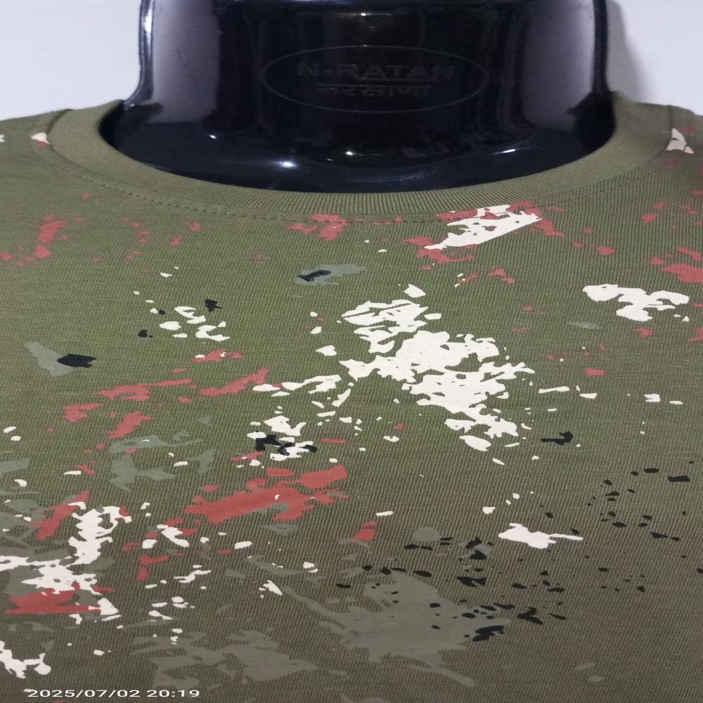 Men Camouflage Print Round Neck Cotton T-Shirt