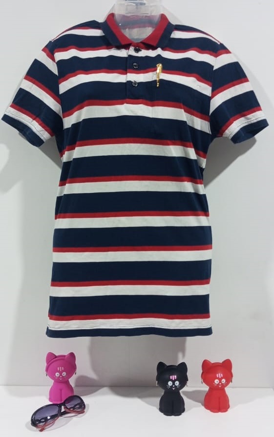 180 GSM womens Cotton Striped Polo T Shirt