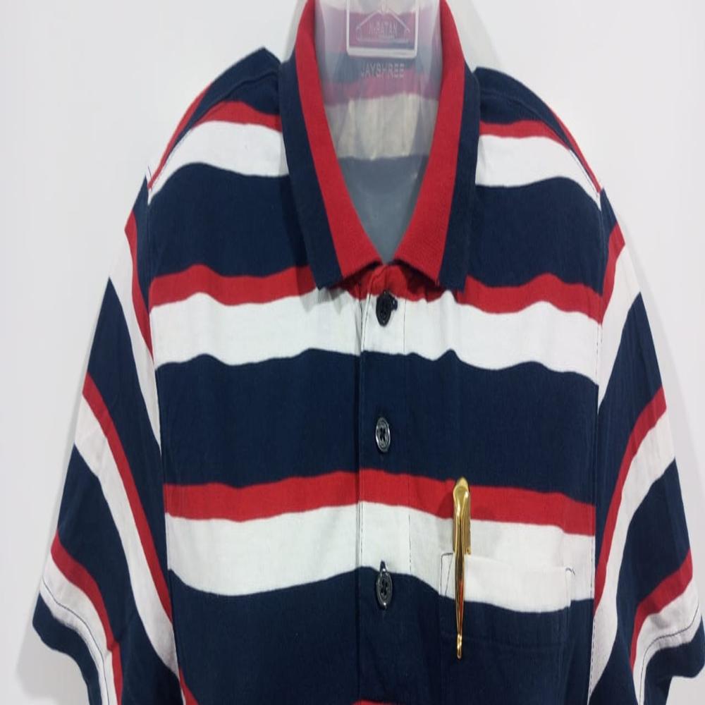 180 GSM womens Cotton Striped Polo T Shirt