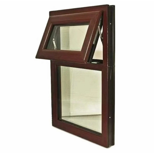 Upvc Top Fixed Bottom Casement Window - Color: Brown