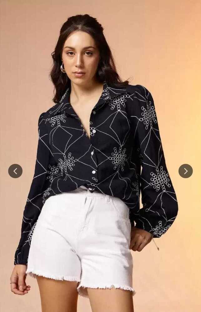 100% Cotton Ladies Top For Office & Collage - Color: Black