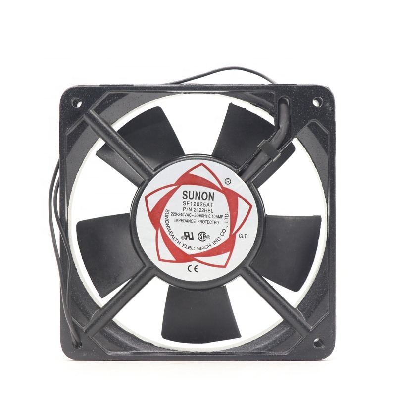 Sunon Sf12025at 2122hbl 2122hsl 220v Ac 12cm Double Ball Bearing 120x120x25mm 12025 0.1a 2300rpm Silent Cabinet Axial Cooling Fan - Color: Black