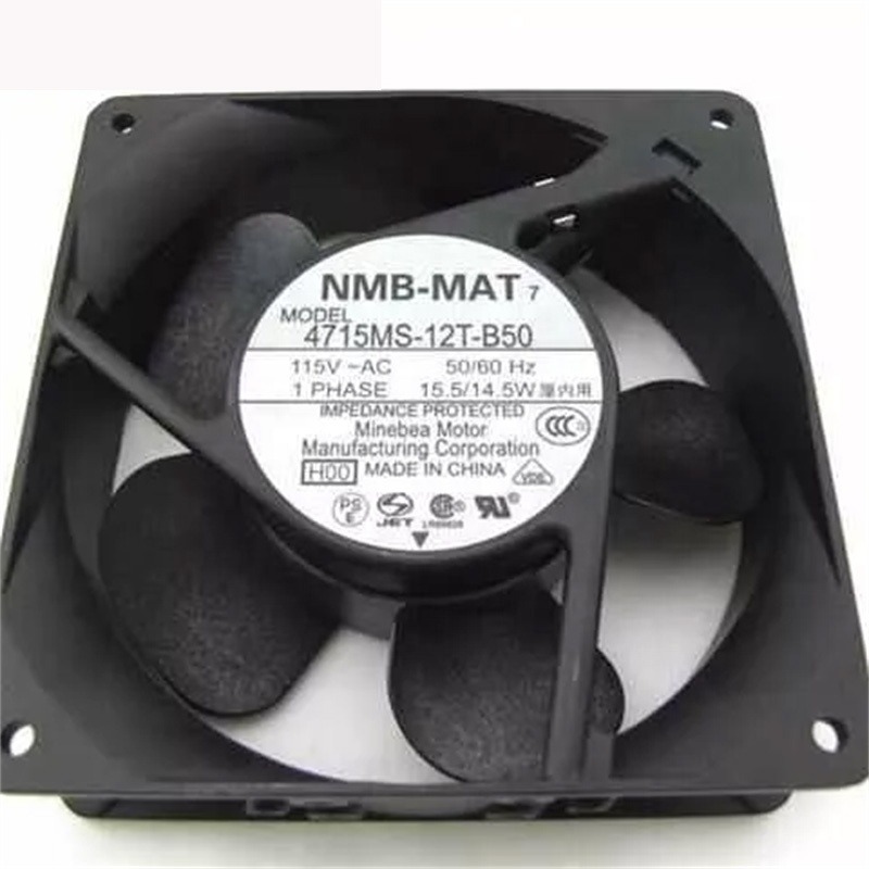 NMB 4715MS-12T-B50 12038 120X120X38mm 115V AC 15.5/14.5W 102CFM 2900RPM Wire Leads Cabinet CNC Axial Cooling Fan 4715MS-12T-B5A