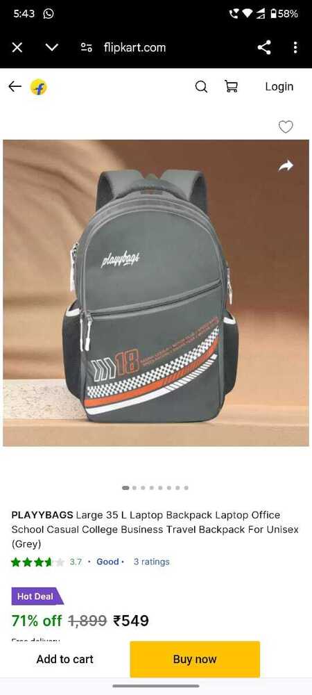 Backpack Soulder Laptop/Pitthu/Tour Bag Etc.. - Color: Gray