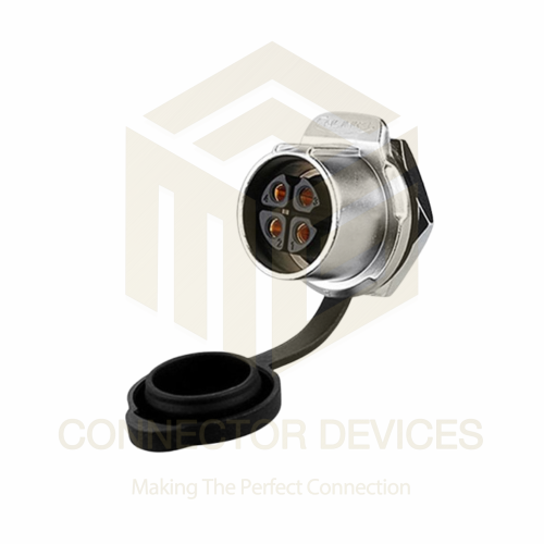 LP20 20A 4Pin Female Socket IP67 Waterproof Power Connector Panel Mount Metal Shell Solder Terminal