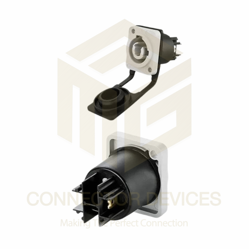 YF24 500V 20A 3Pin PowerCON IP67 Waterproof Male Chassis Socket Panel Connector Plastic Shell Solder Terminal