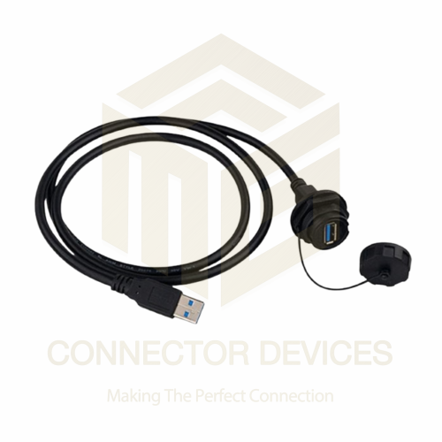 YU Series USB3.0 Female-Male IP67 Waterproof Data Connector 2 Meter Cable
