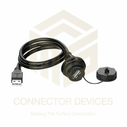 YU Series USB2.0 Female-Male IP67 Waterproof Data Connector 1 Meter Cable
