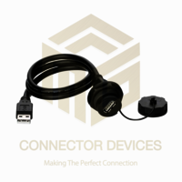 Yu Series Usb2.0 Female-male Ip67 Waterproof Data Connector 1 Meter Cable - Nickel-plated Brass, Pvc Jacket, Black/blue, 480 Mbps | Waterproof, Dustproof, Corrosion-resistant, Plug And Play