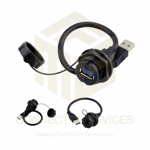 YU Series USB3.0 Female-Male IP67 Waterproof Data Connector 0.5 Meter Cable