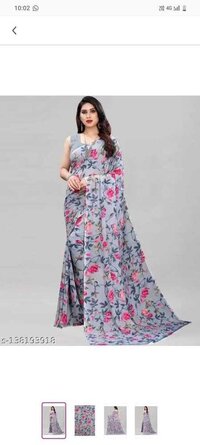 Printed Saree For Women's - Color: Gray