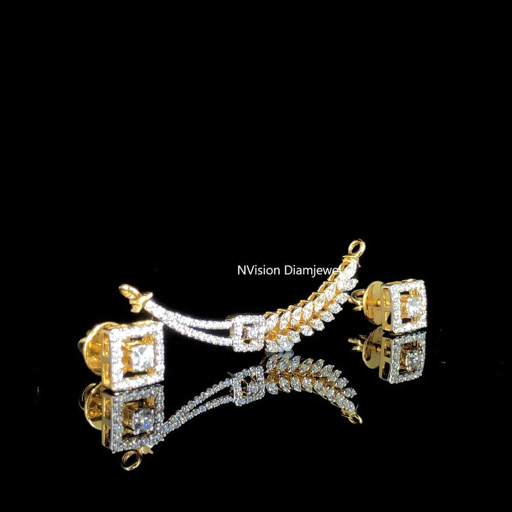 Radiant Leaf Harmony Labgrown Diamond Mangalsutra with Earring