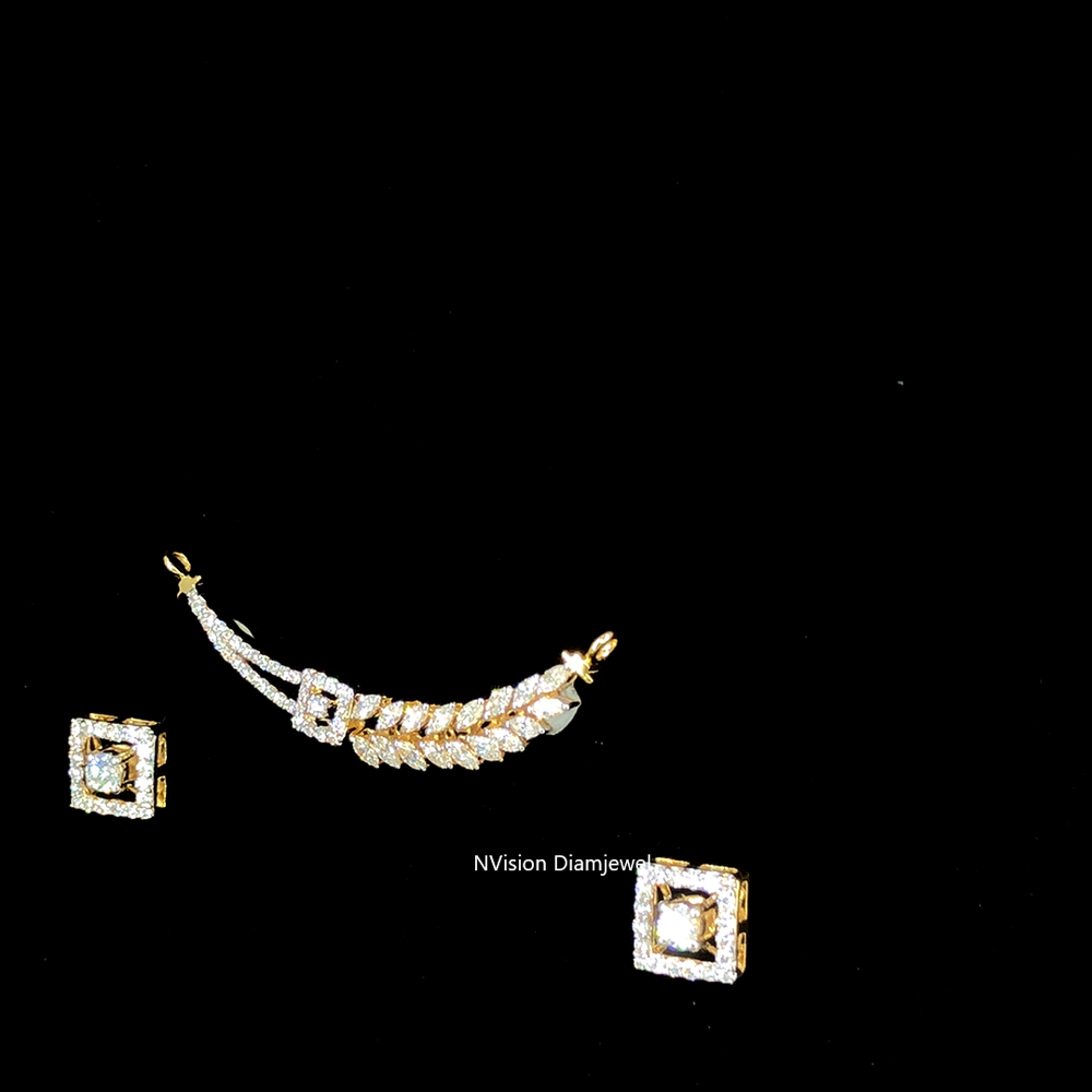 Radiant Leaf Harmony Labgrown Diamond Mangalsutra with Earring
