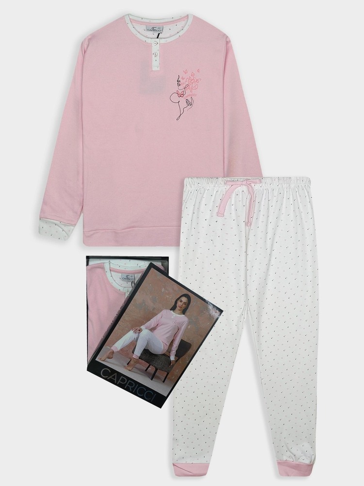 Ladies Printed Interlock Winter Pyjama Set