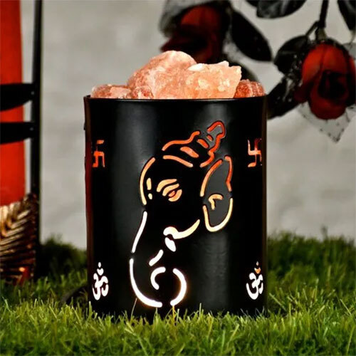 Ganesha Round Mini Himalayan Salt Lamp