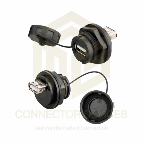 YU-USB USB2.0 Female-Female Plug IP67 Waterproof Data Connector Panel Mount