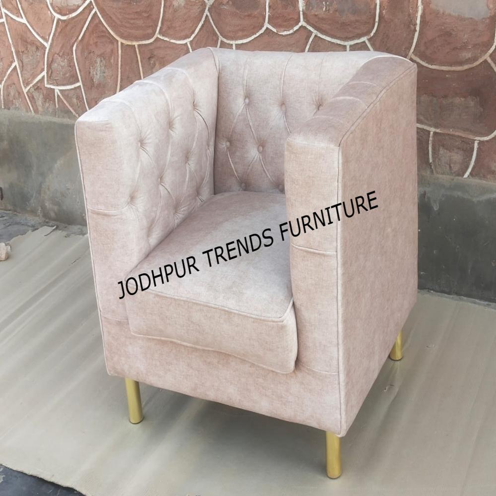 Luxury Fabric Sofa Living Room Jodhpur - Solid Sheesham Wood, 220 Cm 3-seater, Royal Blue & Beige, Hand-carved Wooden Armrests