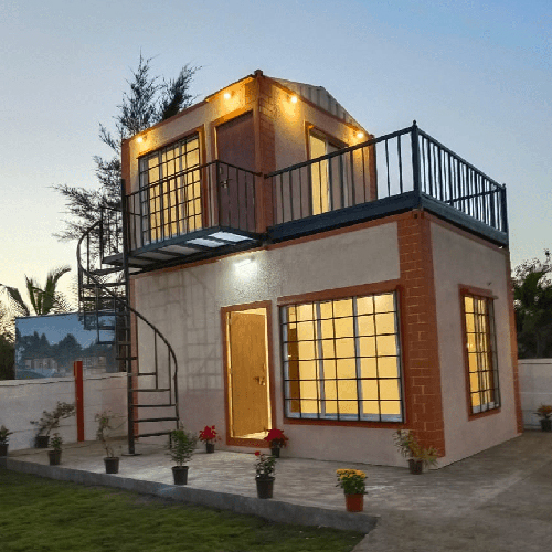 Prefabricated Double Story Portable Farm House - Floor Material: Cement Board + Vinyl / Pvc / Wooden Flooring