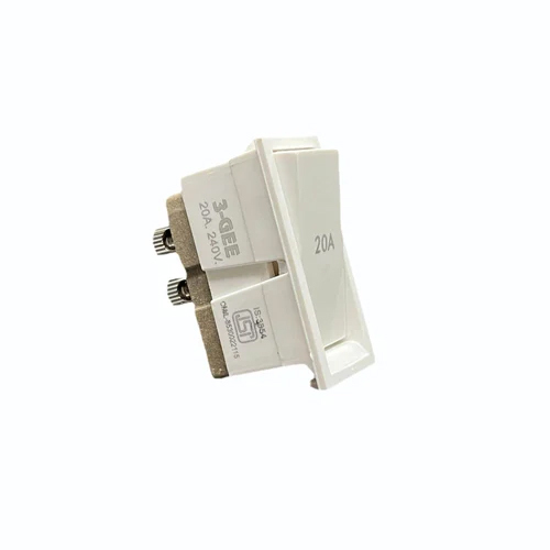 3-Gee 20Amp Flat Switch With Porcelain - Color: White