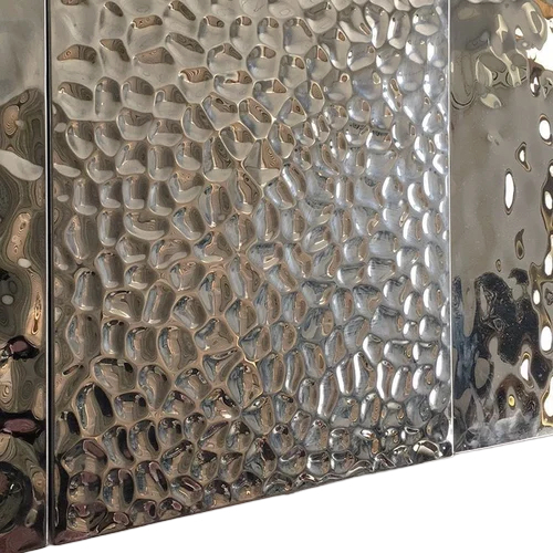 Stamped Water Ripple Decorative Stainless Steel Sheet - Color: Silver