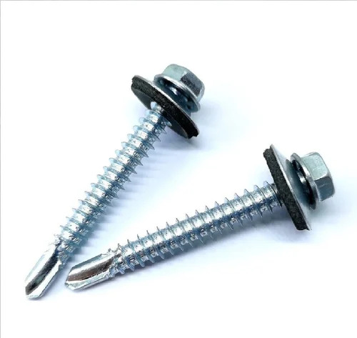 Mild Steel Hex Head Self Drilling Screw - Color: Silver