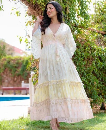 Lace-up neckline maxi dress