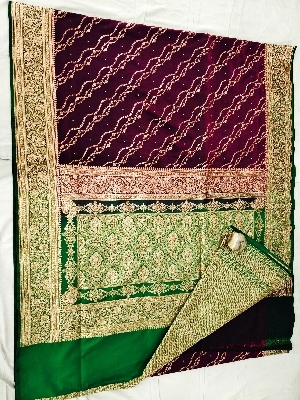 Banarasi Uppada Saree Copper Jari - Color: Wine