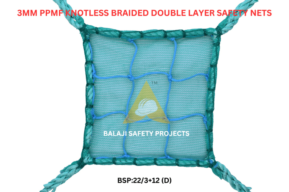 3Mm Ppmf Knotless Braided Double Layer Safety Nets - Color: Green