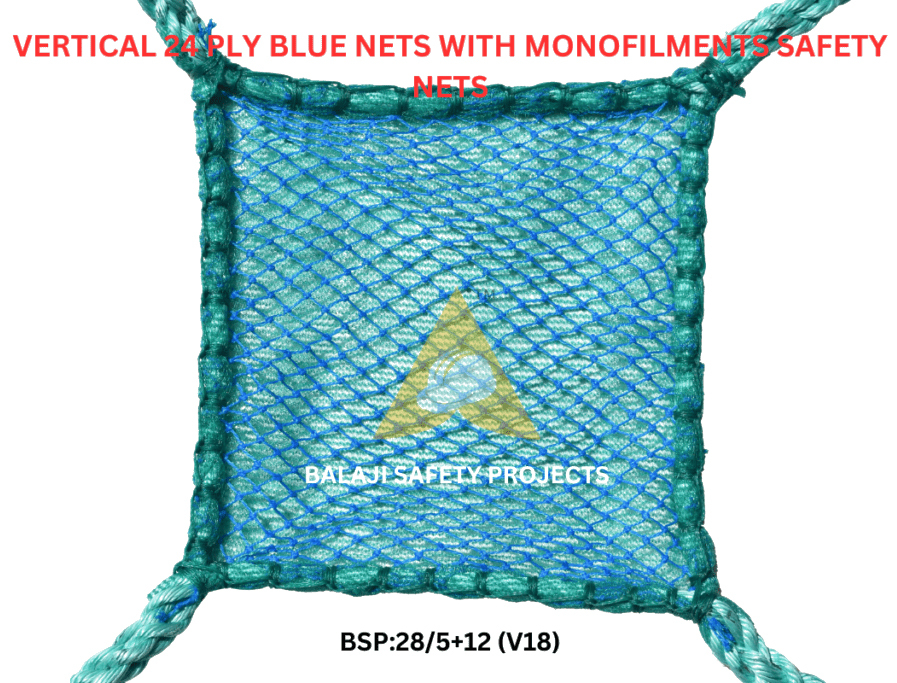 Vertical 24 Ply Blue Nets With Monofilments Safety Nets - Color: Green (Base)