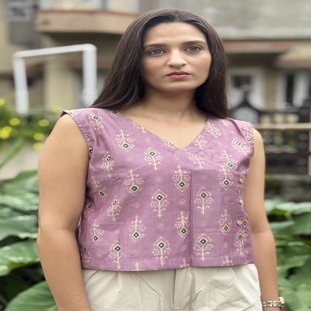 Indie Floral Printed Vest - Color: Pink