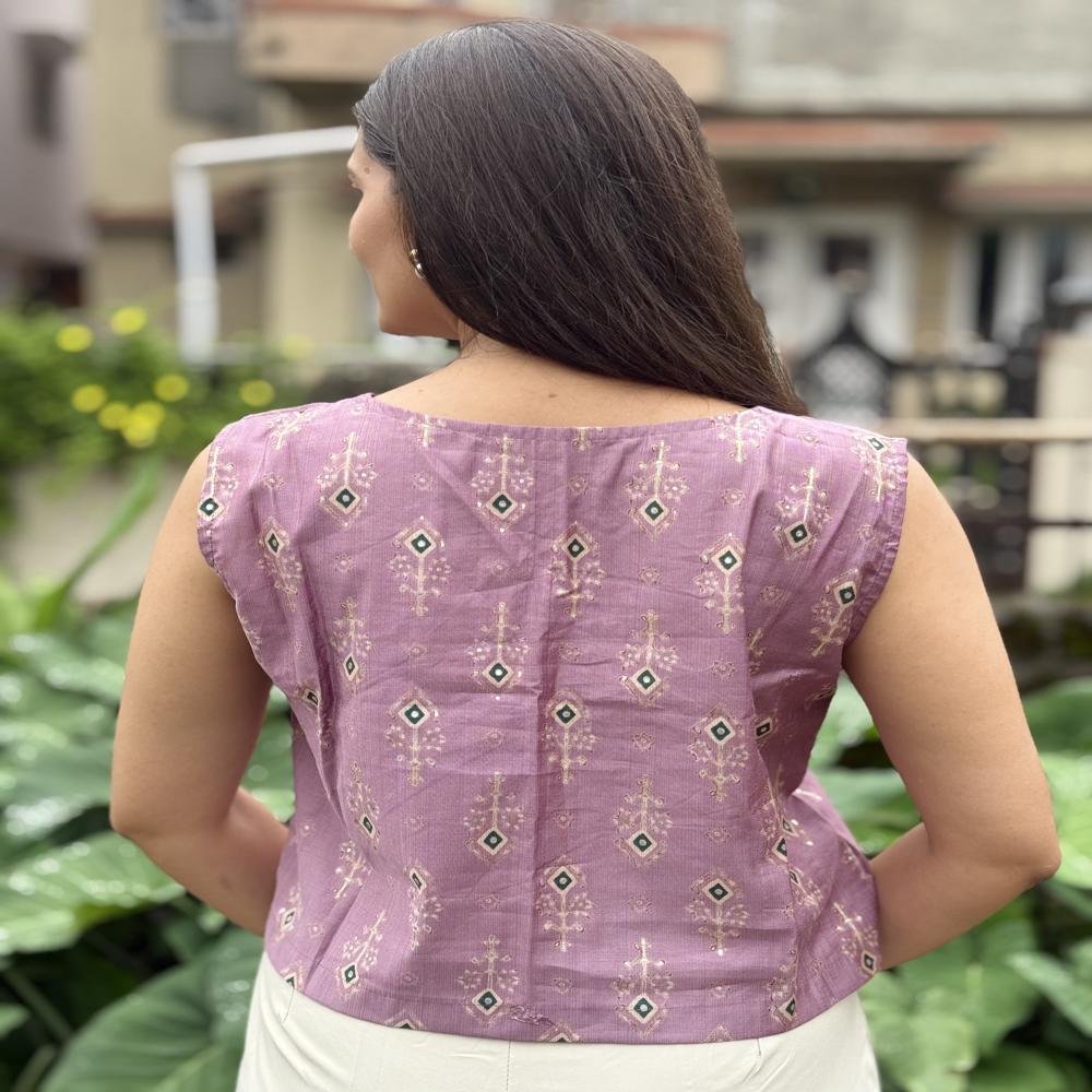 Indie Floral Printed Vest - Color: Pink