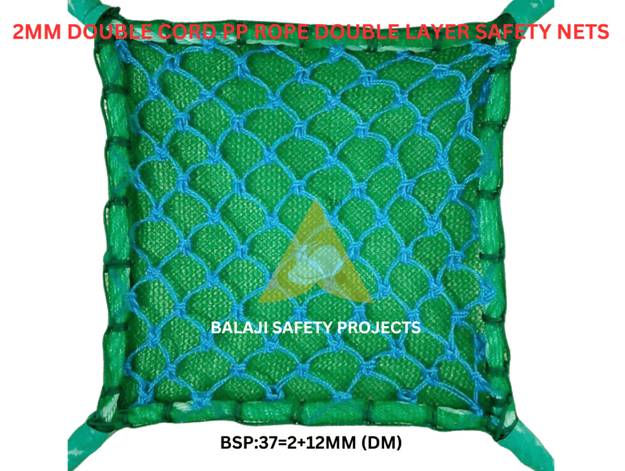 2Mm Double Cord Pp Rope Double Layer Safety Nets - Color: Green
