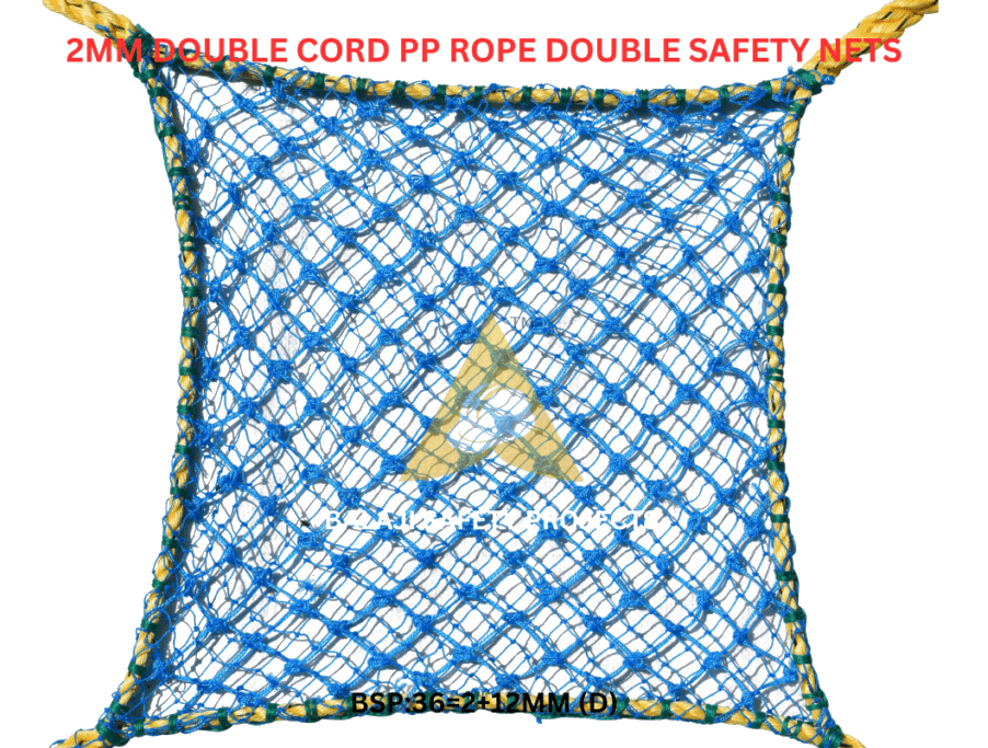 2Mm Double Cord Pp Rope Double Safety Nets - Color: Blue