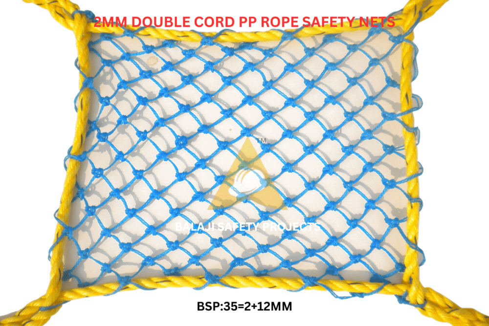 2Mm Double Cord Pp Rope Safety Nets - Color: Blue & Yellow