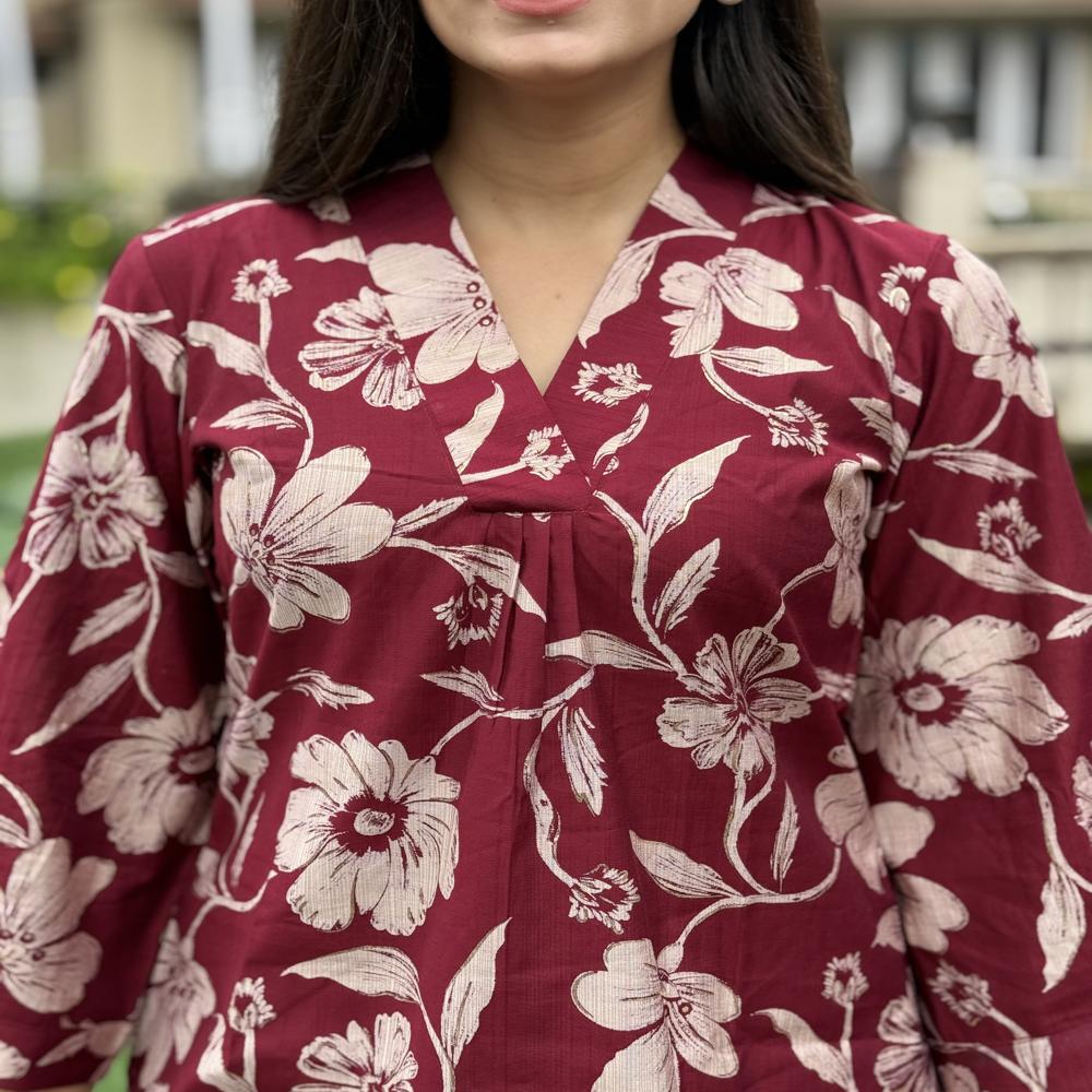 Ethnic Floral Motif Short Kurti