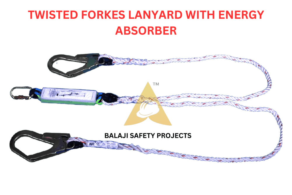 Twisted Forkes Lanyard With Energy Absorber - Color: White