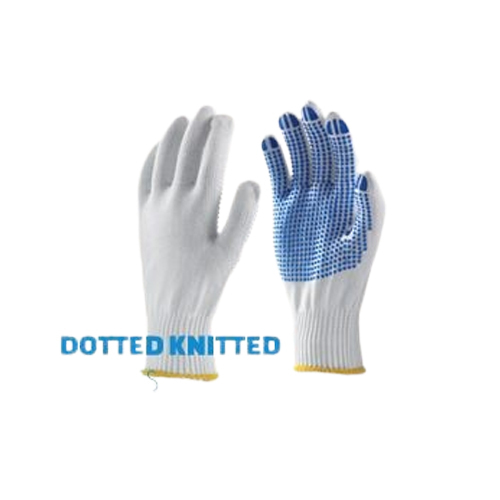 Cotton Dotted Hand Gloves - Color: White