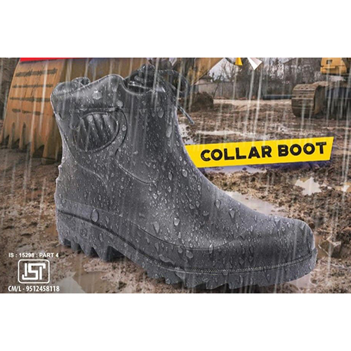 Collar Boot Rainy Safety Shoes - Color: Black