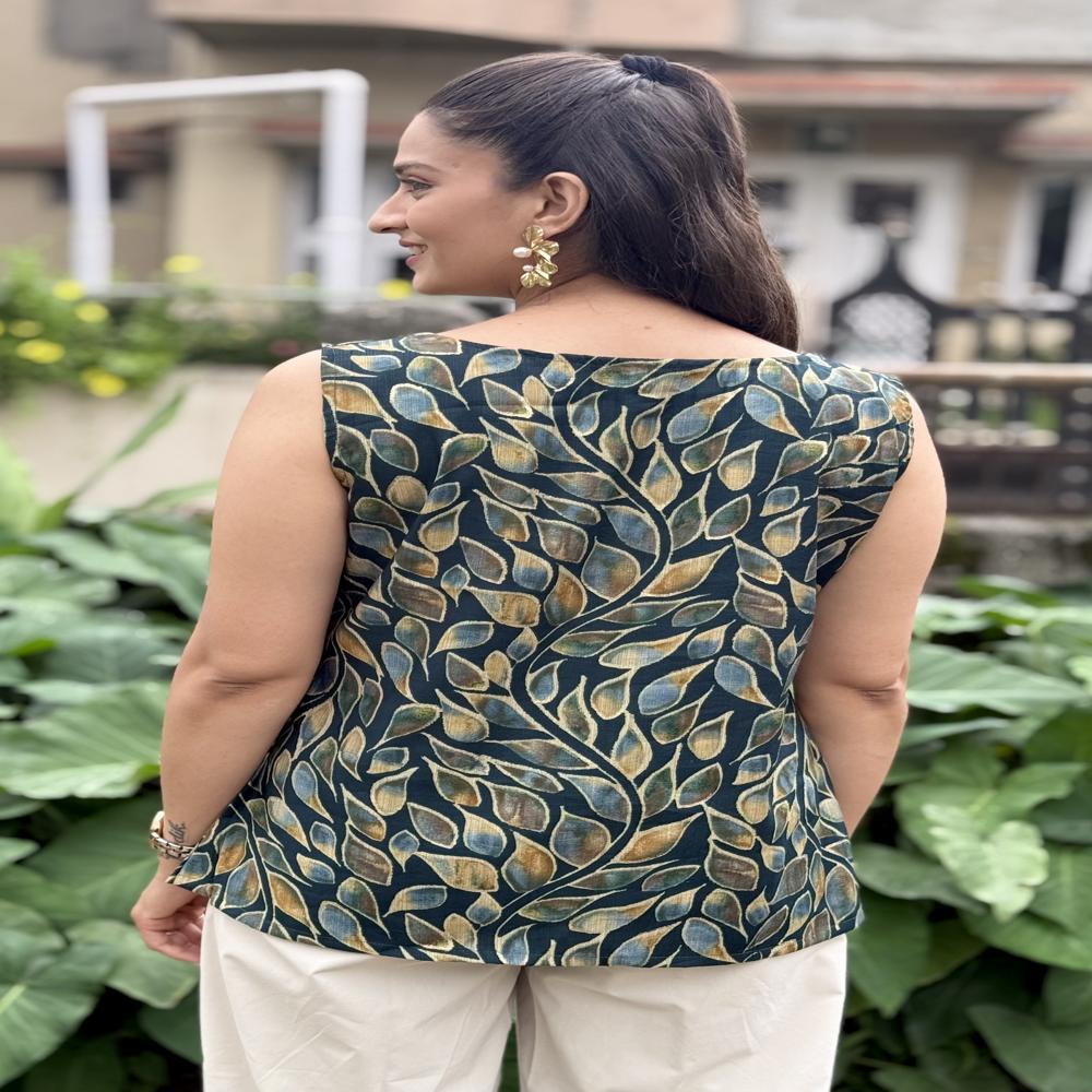 Multicolor Leaf Printed Kurti