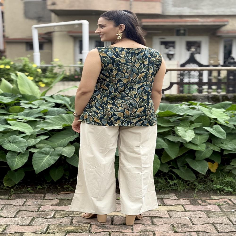 Multicolor Leaf Printed Kurti - Color: Green