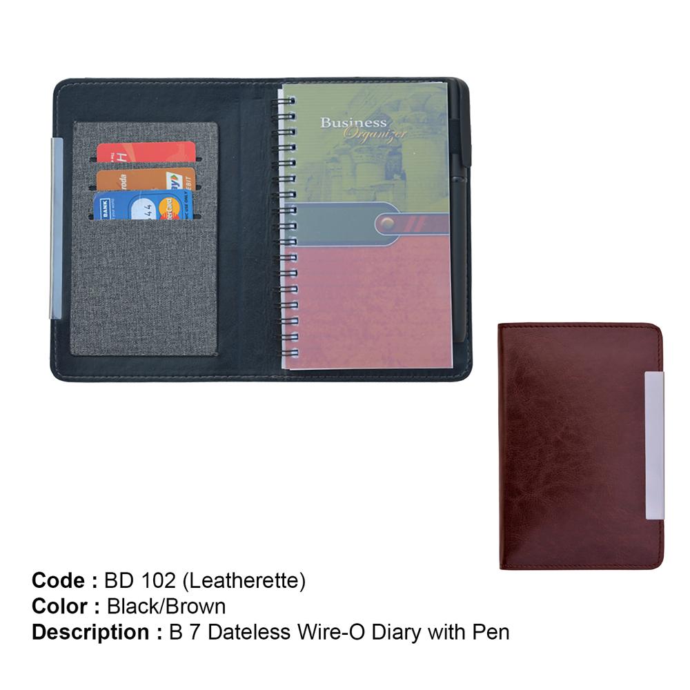 B 7 Dateless Wire-o Diary With Pen - Binding: Perfect Binding