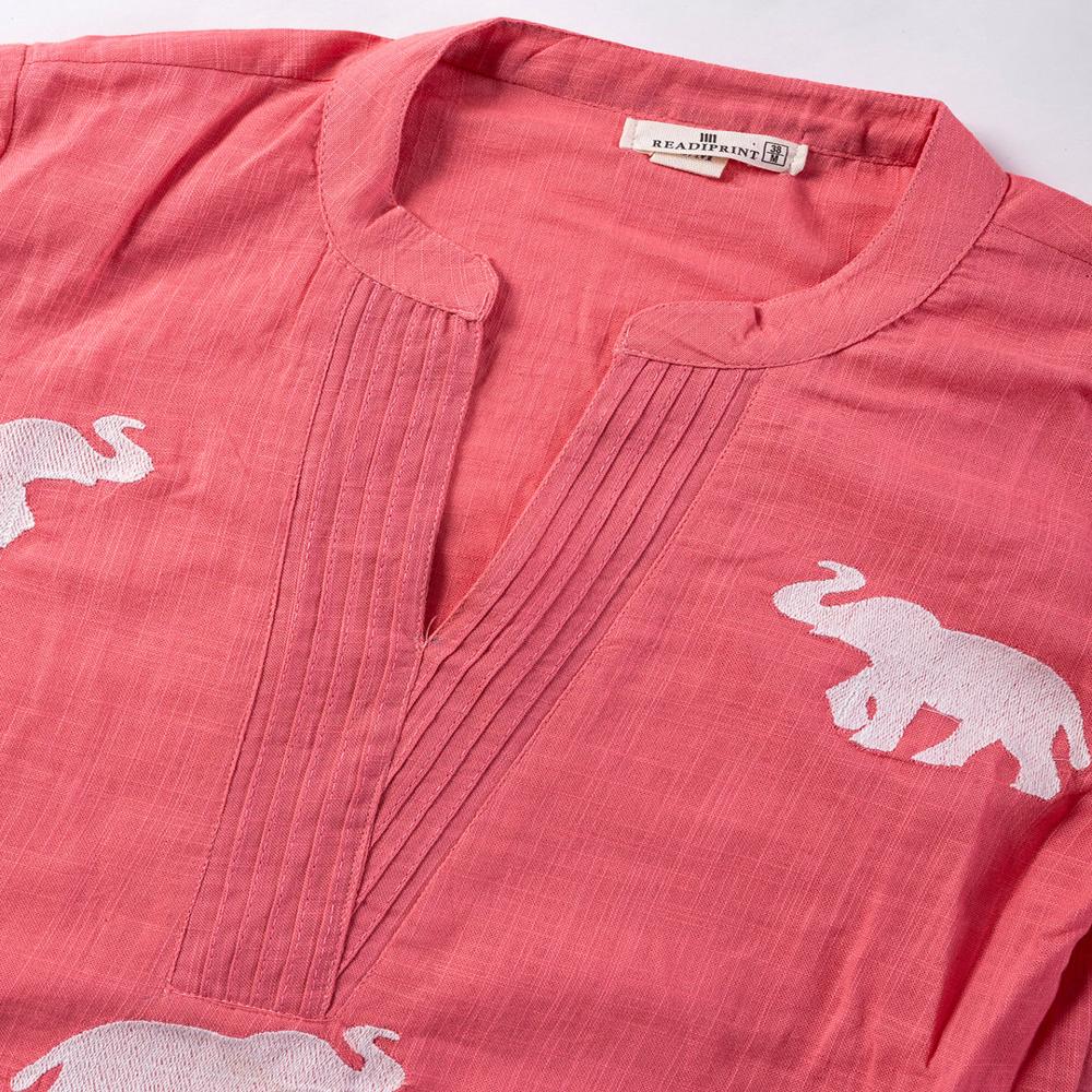 Straight Style Cotton Flex Fabric Peach Color Kurta And Bottom 