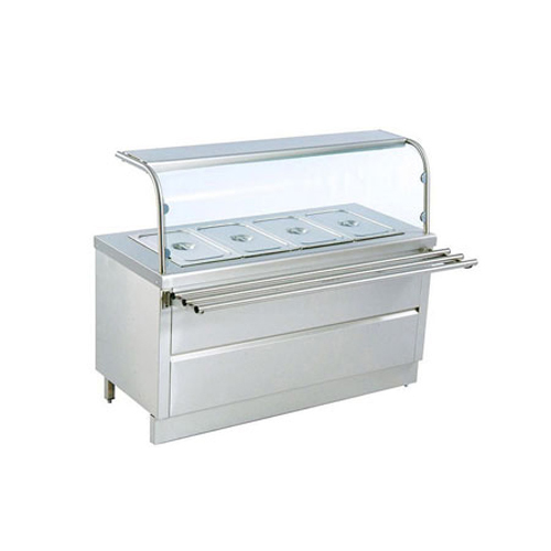 Bain Marie Counter - Stainless Steel, Multiple Sizes Available, Silver Finish, 220V Voltage | Water Bath System, Adjustable Temperature Control, Glass Display/Sneeze Guard