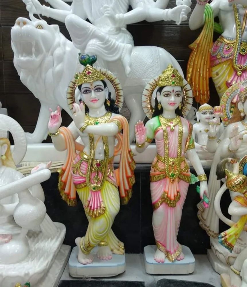 White Marble Radha Krishna Statue