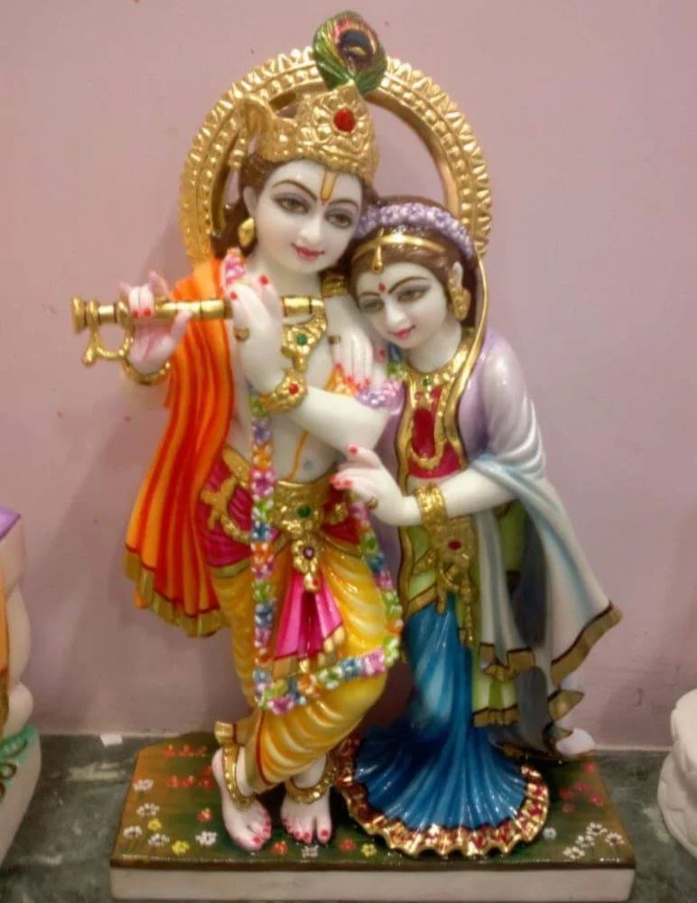White Marble Radha Krishna Statue